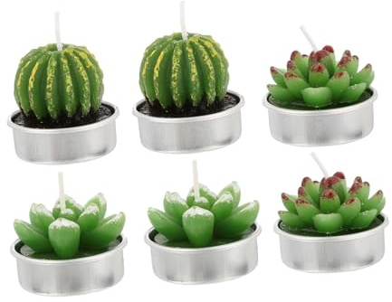 HOLIDYOYO 6 Piezas Velas Perfumadas Velas De Té Perfumadas Decoración De La Hogar Luces De Té Suculentas De Cactus Candelitas Hechas a Mano Parafina