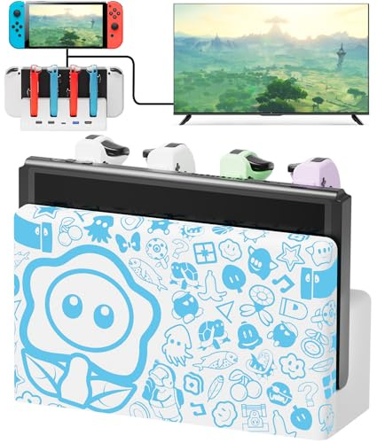 Switch TV Dock compatibile con Nintendo Switch/OLED Jopads Charger, Switch Docking Station Supporto 4K/1080P HDMI, Switch Dock di ricarica con 7 colori LED/Tipo C/porte USB per supporto ufficiale