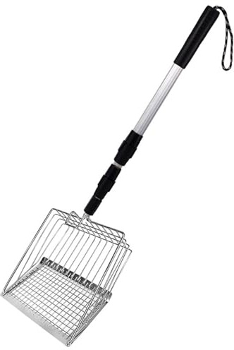 Detachable Stainless Steel Chicken Poop Scooper with Adjustable Long Handle, Heavy Duty Poultry Waste Removal Tool for Chicken Coop Cleaning & Backyard Farm