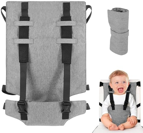 Tragbare Sitzerhöhung für Baby & Kinder 6-36 Monate, Klappbarer Hochstuhl Baby Sitzstuhl Schutzgurt für Zuhause & Unterwegs, Reise Kinderhochstuhl Verstellbar für Jeden Stuhl mit Rückenlehne