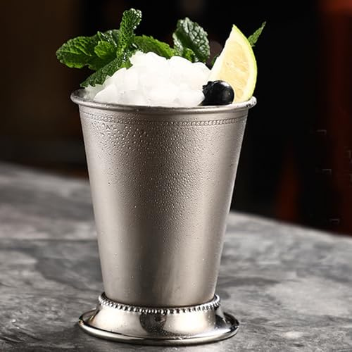 Verres à vin en acier inoxydable de 400 ml, pour cocktails, boissons mixtes, bière, jus, boissons, fête, bar, maison, restaurant (argenté)