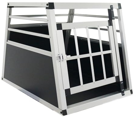 Hundebox Auto, 54x69x50cm Hundetransportbox Aluminium für Hunde Katzen, Groß Hundebox mit Sicherheitsverschluss, leicht und stabil (54x69x50cm)