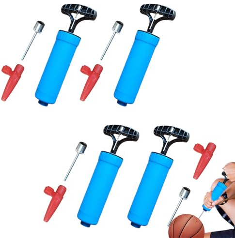 4 SET Portable Balls Hand Pump Kit - Inflator Ball Pump With Needles Valve Adapter - For Basketball Football Volleyball Balloons Other Inflatable