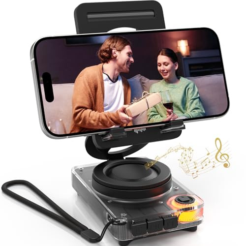 ANCwear Soporte Móvil con Altavoz Bluetooth Portátil, Sonido Claro 5W, Ranura TF (microSD) para música sin móvil, Gadget tecnológico y Regalo Original, hasta 10h(Gris Oscuro)