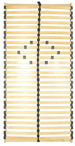 Lomadox Lattenrost 65x200 cm Federholzrahmen mit 28 leisten, Mittelgurt & Verstellbarer Komfortzone, für alle Matratzen geeignet