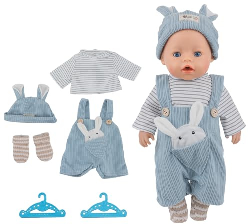 Ropa para muñecas de 35 a 43 cm, ropa de muñeca para muñecas de bebé que incluye ropa Ropa camisas y pantalones de espalda, 2 ropa, un juego de calcetines para muñecas de bebé de 14 a 18 pulgadas