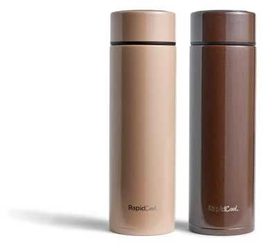Nuby RapidCool Portable Baby Bottle Maker Duo Pack - Baby Formula Feed in 2 Minutes | Ideal for Travel Bottles and Night Feeds | Pack of 2 (Brown) | Formula Feed in 2 Minutes, Ideal for Travel Bottles and Night Feeds, Conforms to NHS Guidelines, Digital Lid Included