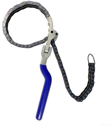 Llave de filtro de cadena, herramienta de extracción de filtro de aceite resistente, llave de correa de cadena ajustable para cambio de filtro de aceite de motor automotriz