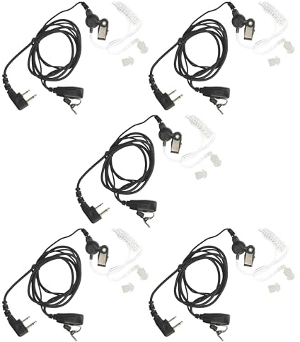vhbw 5 x headset kompatibelt med Alinco DJ-V5, EC-10 radio – svart, transparent akustisk slang
