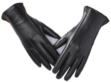 ZFIHAV Damen Lederhandschuhe Damen-Lederhandschuhe mit dünnem Seidenfutter, ideal for Outdoor-Aktivitäten wie Radfahren und Autofahren, Frühling Herbst FüR Damen
