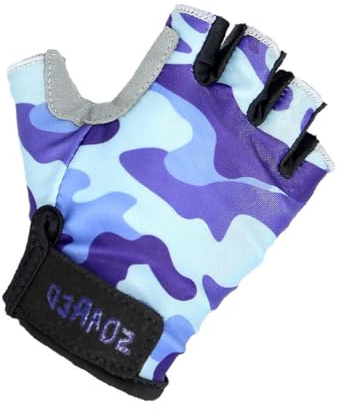 NUSITOU Guantes de Ciclismo en Nylon Azul para Niños de Medio Dedo Cómodos y Protectores para Gimnasio y Escalada, Adecuado para Actividades Infantiles