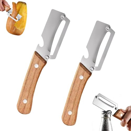 Pelapatate Professionale, Pela Patate Multifunzionale, In Acciaio Inox Pela Verdure, Con Manico In Metallo E Apribottiglie,Lama Larga,Estremamente Efficiente Per Pelare, Prezioso Alleato In Cucina (A)