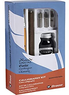 Jacques Herbin 147B Kalligraphie-Set Kalligraphie (mit 3 Bandzugfedern, 1 Federhalter, 1 Pinsel, 1 Tintenflakon und Gebrauchsanweisung)