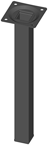 Element System 4 Stück Stahlrohrfüße eckig Tischbeine, Möbelfüße Inklusive Anschraubplatte, 4 Farben, 10 Abmessungen, 25 cm, schwarz, 18133-00296