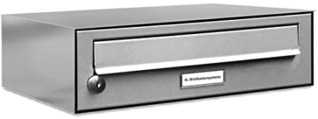 AL Briefkastensysteme 1er Briefkasten V2A Edelstahl rostfrei wetterfest 1 Fach Briefkastenanlage Aufputz Wandmontage DIN A4 in Postkasten Design modern