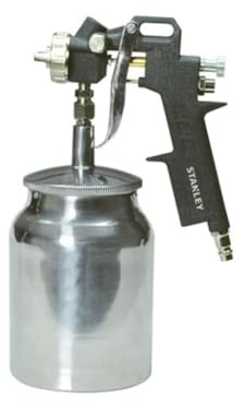 Stanley Farbsprühpistole 151093XSTN - Farbsprühsystem ür Kompressor - Farbbehälter 1L - 150L/Min - 4 Bar - Schwarz