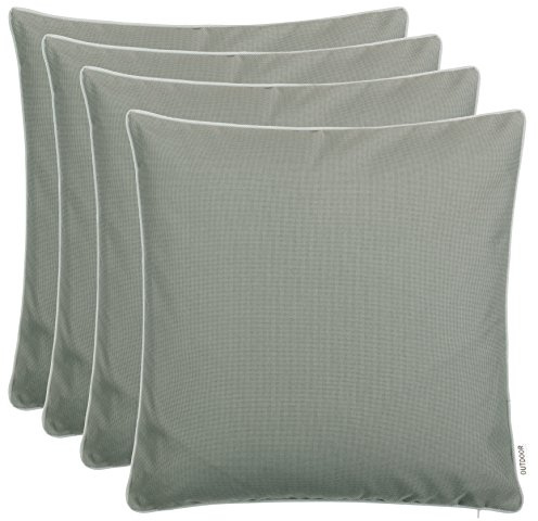 Brandsseller Set de 4 Cojines de Exterior 45x45 cm – Cojines Decorativos Impermeables con Ribete – Resistentes a la Intemperie para Jardín, Sofá, Balcón y Terraza – Taupe