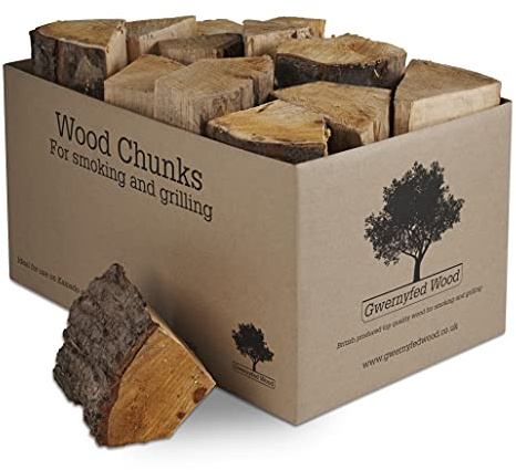 BBQ Wood Chunks for Smoking Food 7-9KG (8 Great Species to Choose From) Kiln Dried Wood - Chunks for Smoking Food on BBQ’s/Barbeques. Large 25 Litre Box - (Alder)
