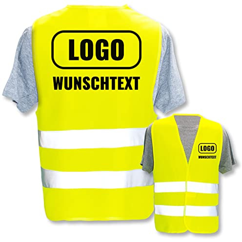 PixiPrints.com Persönliche Warnweste selbst gestalten mit eigenem Aufdruck * Bedruckt mit Name Text Bild Logo Firma