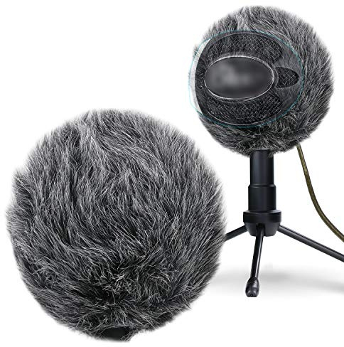 YOUSHARES Furry Windscreen Muff - Customized Pop Filter for Microphone, Windshield Wind Cover for Improve Blue Snowball iCE Mic Audio Quality (Grey)