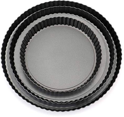Meichu Tart Pans with Removable Bottom Set of 3, 8 inch 10 inch 12 inch Round Non stick Quiche Pans Cake Pans for Baking Pizza Fruit Mousse Christmas Dessert