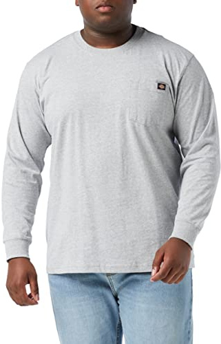 Dickies, Men's, Heavyweight LS Pocket TEE Relaxed, Heather Grey, XL