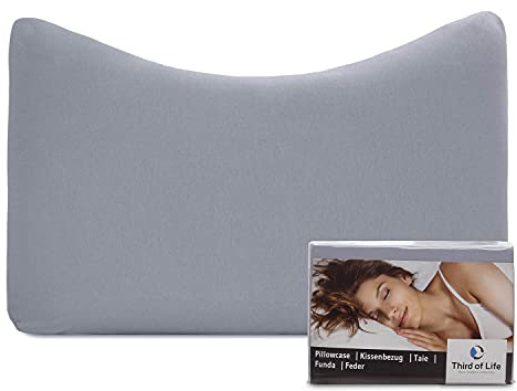 Kissenbezug Einzelpack Hellgrau, Perfekt für Nackenstützkissen Nuvia | Mako-Baumwolle (Double Jersey), Bügelfrei & trocknergeeignet, Kissenhülle mit Reißverschluss, Oeko-Tex zertifiziert