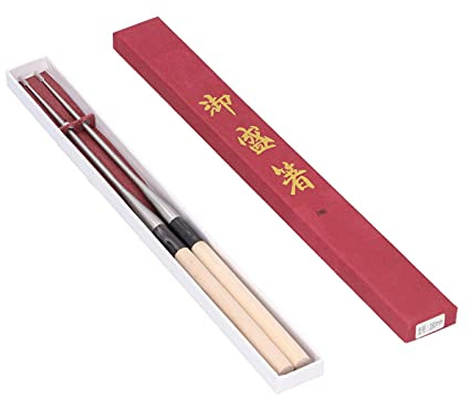 Palillos de acero inoxidable Palillos de sashimi Palillos de sushi japonés con mango de madera Palillos de cocina Vajilla Utensilios para servir(180mm)