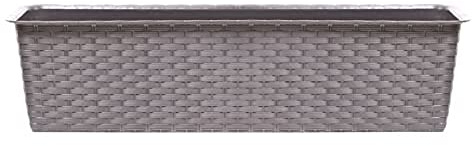 URBNLIVING Ensemble de pots de fleurs rectangulaires en plastique rotin pour balcon, jardin, herbes aromatiques (Mocca, 800 mm)