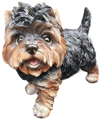 Aspinaworld Yorkshire Gartenfigur stehend 19 cm braun grau – detailreich Hundefigur Deko Figur Garten Deko Statue für Vorgarten Terrasse