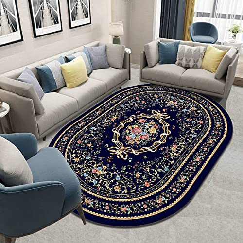 makeups1 Klassischer Orientteppich, Kurzflor Waschbarer Anti-Rutsch Ornamente Muster Teppich, Vintage-Blumenmuster, 120 x 160 cm