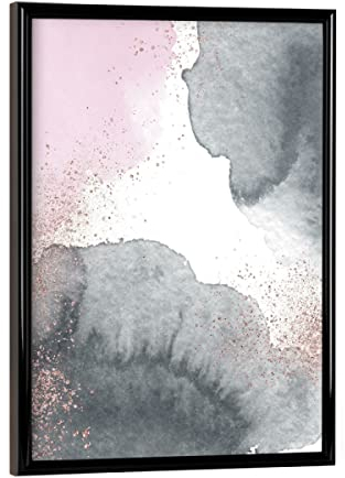 artboxONE Poster mit schwarzem Rahmen 18x13 cm Abstrakt Sparkling Watercolour Clouds - Black Pink - Bild Roségold