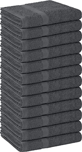 Utopia Towels, Salon Towel, Pack of 12, Not Bleach Proof, 16 by 27 Inches, Highly Absorbent Cotton Towels for Hand, Gym, Beauty, Spa, and Home Hair Care, Grey