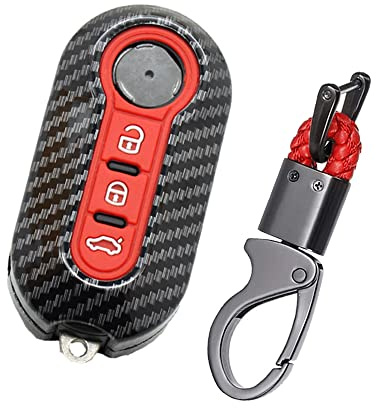 ontto Klapp Autoschlüssel Hülle Passt für FIAT 500 500C 500L 500X Qubo Panda Punto Lancia Ypslon Delta Grande Bravo Schlüsselbox Schlüsselschutz Schlüsselanhänger Schlüssel Abdeckung 3 Tasten-Rot