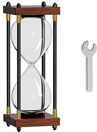 SuLiao Empty Hourglass Fillable, 10 Inch Large Black Wooden Frame Decorative DIY Sand Timer, Unity Sand Hourglass for Wedding Ceremony Set, Without Sand Antique Sand Clock for Desk Home Office Decor