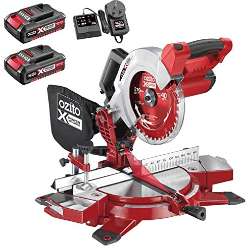 Ozito PXCMSS 18v Cordless Compound Mitre Saw 210mm 2 x 2ah Li-ion