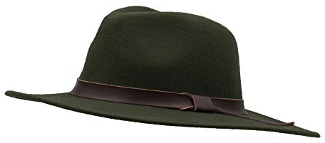 Walker & Hawkes Ranger - Unisex Fedora-Hut aus verformbarem Filz - mit Lederband - Dunkles Olivgrün - XL (60cm)
