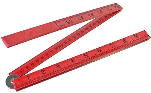 EliteKoopers 1 Meter Red Folding Plastic Ruler Metric Imperial Marking Measuring Rule Measure Hand Tool