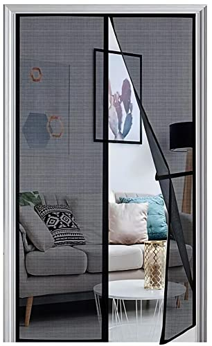Panngu Zanzariere Magnetiche per Porte Finestre 110x210CM, Zanzariera Magnetica Porta Finestra 2023 Versione Aggiornata, Tenda con Magneti Anti Zanzare, Mosche Insetti - Nero