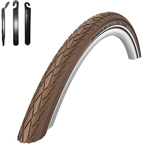 1 x Schwalbe Road Cruiser Coffee Reflex Fahrradreifen Decke 42-622 (28 x 1.60) inkl. 3 Reifenheber