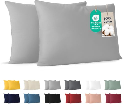 Dreamzie - Federa Cuscino 50x80 cm - Set da 2-100% Cotone - Grigio