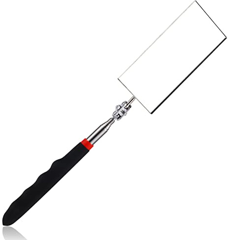 Specchietto Telescopico per Ispezione, Rettangolo Specchietti Ispezione con Impugnatura Estesa Specchi per Ispezione per Controllo delle Condizioni del Veicolo (Maniglia da 29~78cm)