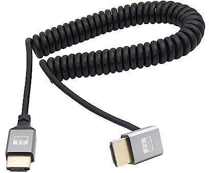 RIIEYOCA Câble d'extension en spirale UHD 4K coudé vers HDTV mâle vers HDTV mâle 18 Gbps High Speed 2.0 Prend en charge 4K @ 60 Hz, 1080p, ARC, 3D, extensible jusqu'à 1.5 m