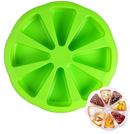 AYNKH Moldes de silicona para hornear, molde triangular de 8 porciones, molde para rebanadas de pizza, molde antiadherente, resistente al calor, herramienta de horneado para chocolate, brownies,
