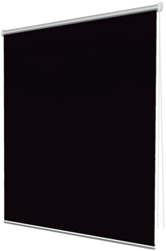 Verdunkelungsrollo Ohne Bohren 70 x 140 cm Hitzeschutz und Sichtschutz Klemmfix Rollo Seitenzugrollo Höhe Stufenlos Verstellbar für Fenster & Tür, Schwarz