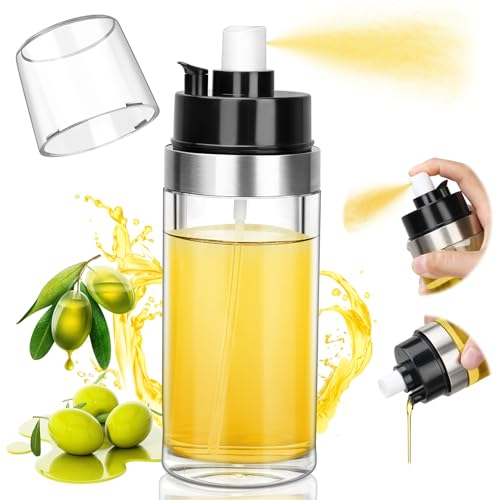 2 in 1 Küche Ölsprüher,150ml Öl Sprühflasche mit Gieß- und Sprühfunktion Funktion Ölflasche mit Ölspray Ölsprüher für Speiseöl Edelstähle Ölsprüher Spender für Kochen, Grillen,Salat und Backen