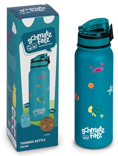 schmatzfatz Trinkflasche Kinder Auslaufsicher, 550ml Edelstahl-Trinkflasche für Schule & Kindergarten, Wasserflasche BPA-Frei, Für Kaltes & Heißes, Auslaufsichere Trinkflasche für Mädchen & Jungen