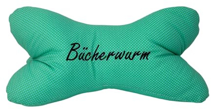 POWER INN Leseknochen groß ca. 44x23cm | Nackenkissen als Buchstütze und Lesekissen | 60° waschbar aus hochwertigem Designer-Druckstoff 100% Baumwolle (Baumwolle, Türkis #2)