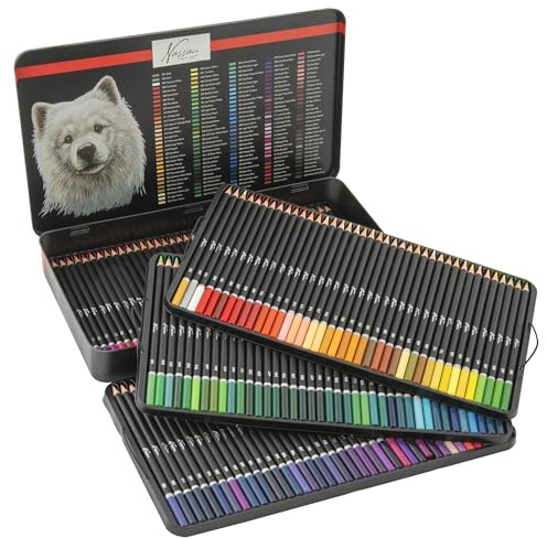 VAN NASSAU FINE ART Professional 160-teilige Buntstifte set in einer Präsentationsbox aus Blech | Holzstifte Zeichenset | Hochwertige Farbminen | für Kinder und Erwachsene