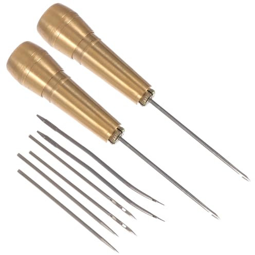 STOBOK Set Attrezzi Da Calzolaio Kit Riparazione Scarpe Con Punteruoli in Ottone Manico Ergonomico 13.5 Pollici Strumenti Per Cucire Pelle Fai Da Te